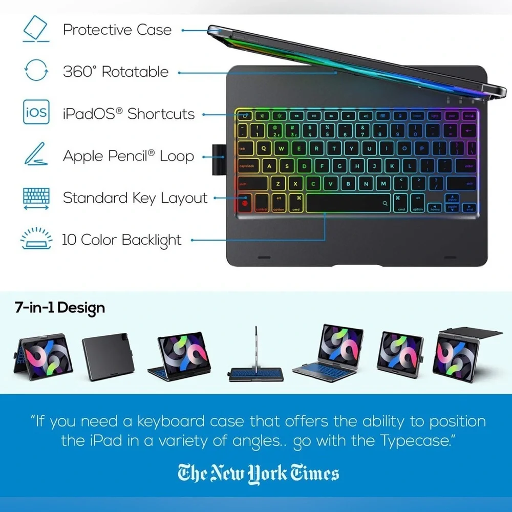 Typecase Flexbook Touch iPad Pro 11 Case w/ Keyboard, 360 Rotable Wireless | NEW